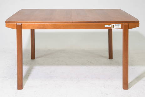 Mid Century Modern Table with Pop Up Leaf - McIntosh: Danish Modern Style Dining Table with Pop Up / Butterfly Leaf by McIntosh - 30 in tall x 59.5 x 35, Leaf adds an additional 21 inches, Floor to apron is 26.5 inches and the space between the legs is 4