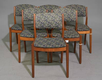 Danish Modern Set of 6 Dining Chairs: Danish Mid Century Modern Set of 6 Dining Chairs - 33.5 in tall x 20 x 20 each with a seat height of 18 inches
