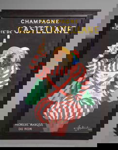 Framed "Champagne Castellane" Poster: Framed "Champagne Castellane" Poster - 45 in tall x 33 x 1.5