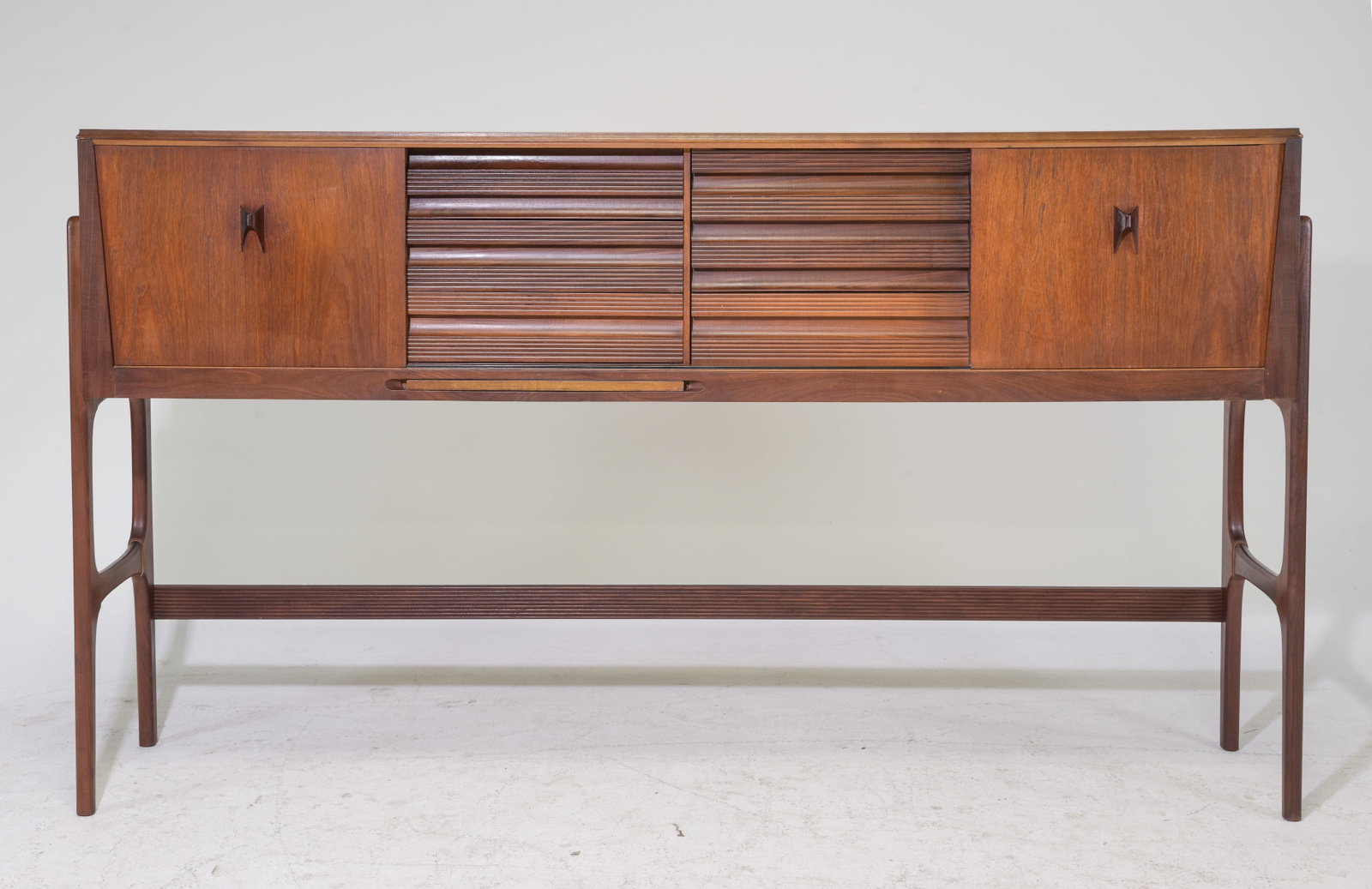 Mid Century Tall Sideboard - Elliots of Newbury: Danish Modern Style Tall Cocktail Sideboard by Elliots of Newbury - 50.25 in tall x 89 x 17.5