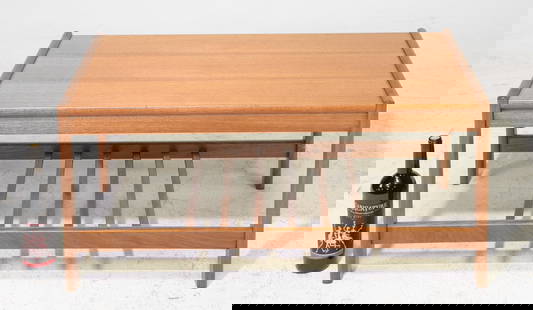 Mid Century Modern Coffee Table with Magazine Shelf #2: Danish Modern Style Coffee / Cocktail Table with Slatted Magazine Shelf - 16.5 in tall x 35.5 x 18.5