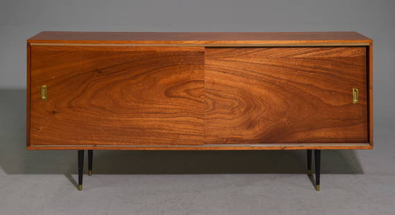 Mid Century Modern Sliding Door Hall Cabinet: Danish Modern Style Sliding Door Long Hall Cabinet - 33 in tall x 72 x 12