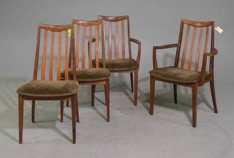 4 High Back Mid Century Dining Chairs - G-Plan: This Set of 4 Danish Modern Style Teak Dining chairs consists of 2 arm chairs and 2 side chairs. These are made by Mid Century Modern Furniture Maker G Plan ( GPlan ), Part of their Fresco range. - Ar