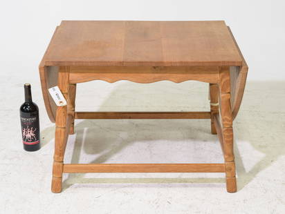 Danish Oak Drop Sided Occasional Table: Danish Oak Drop Sided Occasional / Coffee Table - 21 in tall x 29 x 21.25, Leaves add an additional 12 inches each - Similar in style to / possibly by : S. Thrane & Son / Henning Kjaernulf / Guillerme