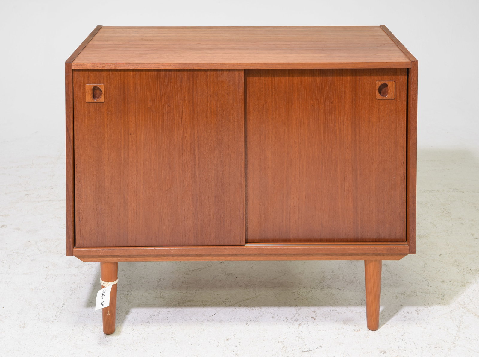 Danish Modern Sliding Door Record Cabinet: Danish Mid Century Modern Sliding Door Record / Occasional Cabinet - 29 in tall x 35 x 19.5