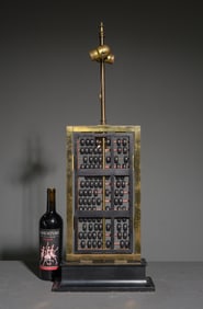 Warren Kesler Abacus Brass & Wood Table Lamp