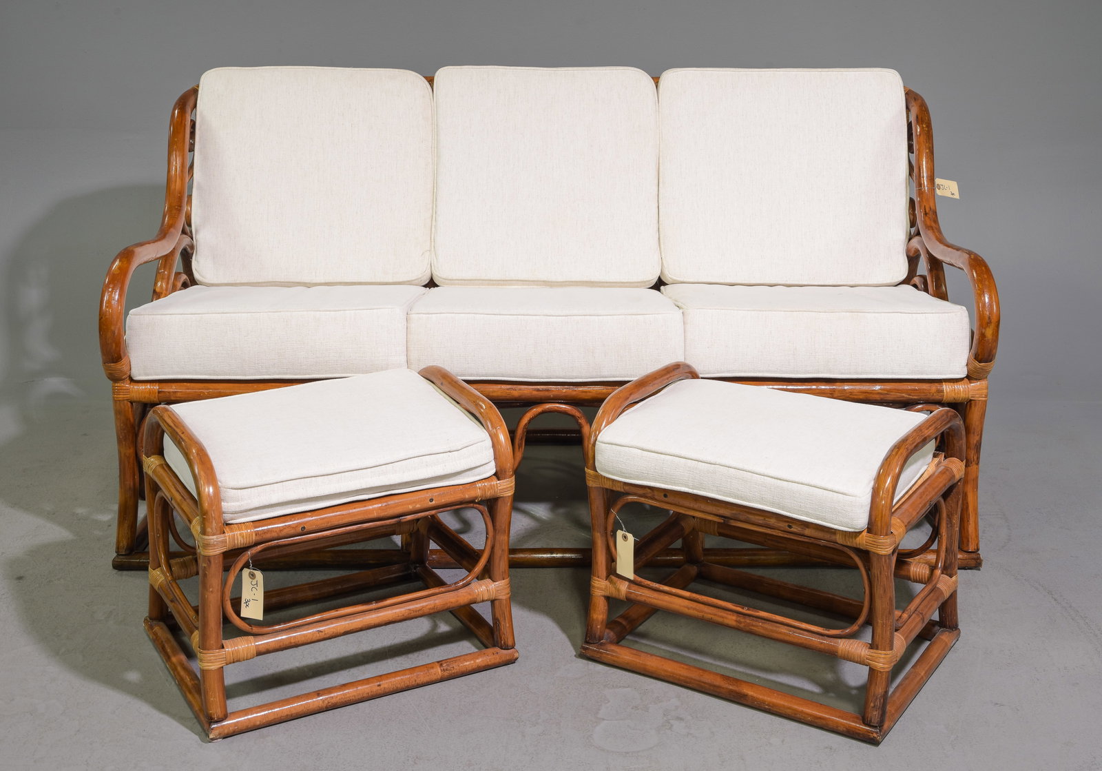 Bentwood Vintage Three Seater Sofa & 2 Foot Stools (1 of 6)