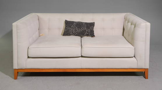 British Button Tufted Two Seater Sofa / Loveseat: British Button Tufted Two Seater Sofa / Loveseat with Decorative Pillow - 30 in tall x 71 x 37 with a seat height 17.5 inches