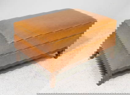 British Tan Leather Large Ottoman: British Tan Leather Large Ottoman - 17.5 in tall x 36 x 27.5