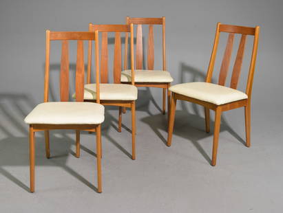 Mid Century Modern Set of Four Dining Chairs: Danish Modern Style Set of Four Dining Chairs - 37 in tall x 19 x 20 each with a seat height of 19 inches