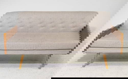 Post Modern Button Tufted Upholstered Sofa: Post Modern Button Tufted Upholstered Sofa - 32.5 in tall x 72 x 30 with a seat height of 18 inches