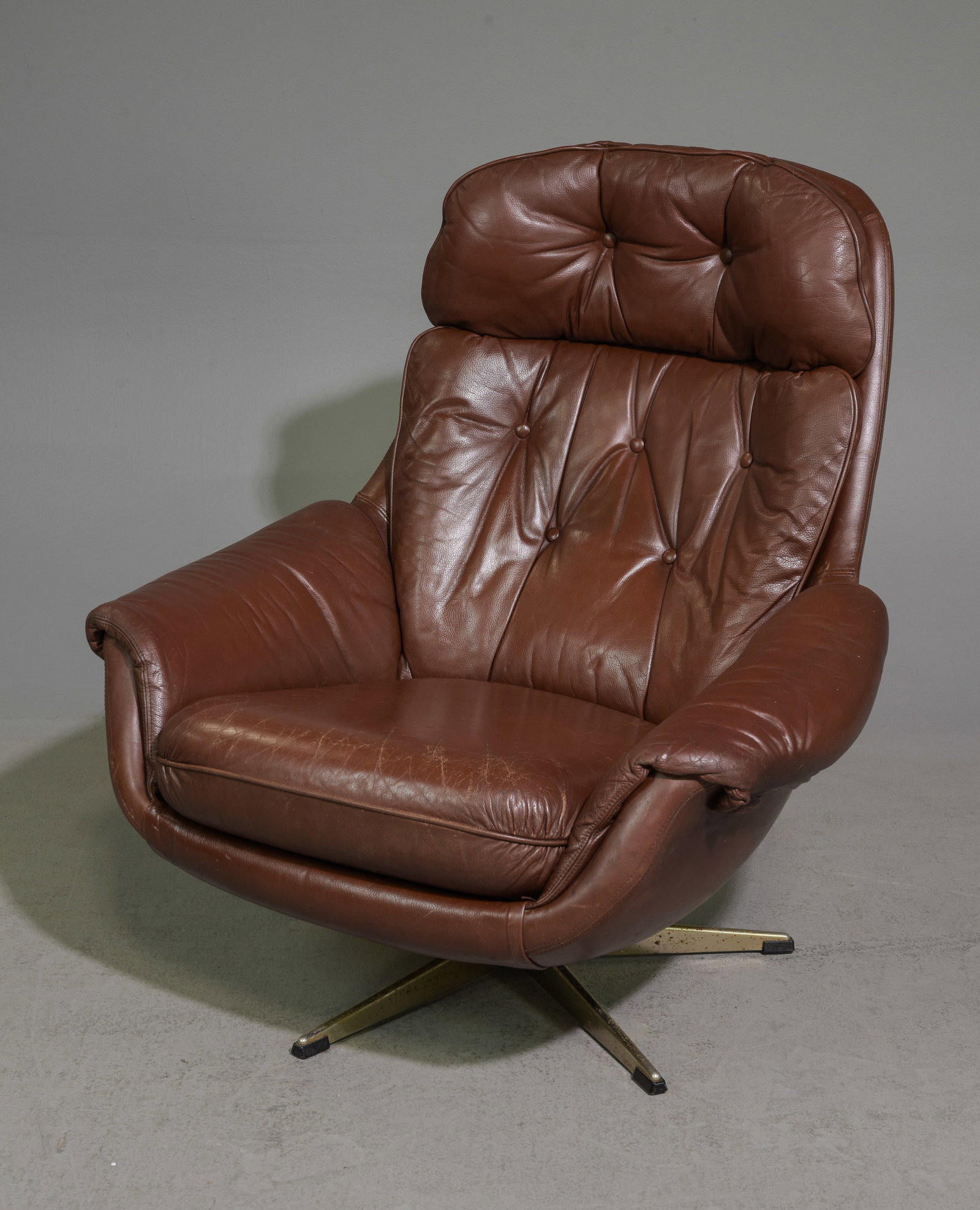 Danish Modern Brown Leather Lounge Chair (1 of 3)