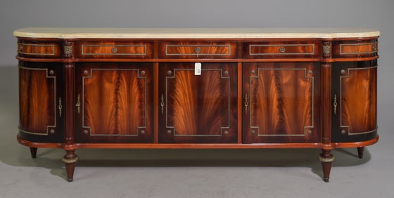 Louis XVI Style White Marble Top Curved Sideboard