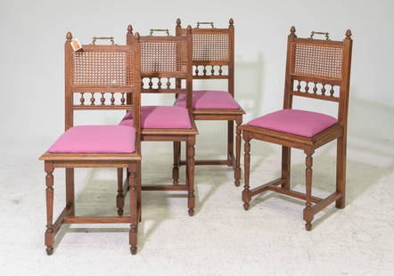 Henri II Style Set of Four Oak Dining Chairs: French Henri II Style Set of Four Oak Dining Chairs - 37.5 in tall x 17.5 x 16.5 each with a seat height of 19 inches