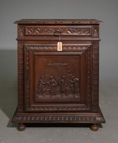 French Breton Style Carved Oak Cabinet
