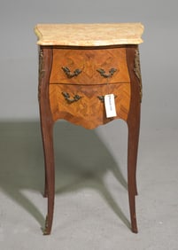 Louis XV Style Inlaid Marble Top Occasional Chest