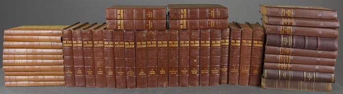 42 Assorted European Leather Bound Books