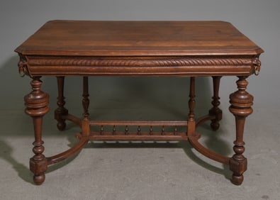 Henri II Style Oak Dining / Writing Table