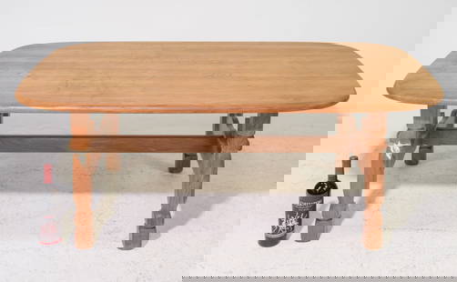 Danish Oak Large Coffee / Cocktail Table: Danish Oak Large Coffee / Cocktail Table - 21.5 in tall x 57 x 33 - Similar in style to / possibly by : S. Thrane & Son / Henning Kjaernulf / Guillerme & Chambron.
