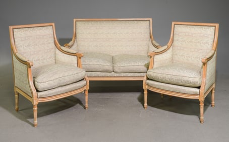 3pc French Style Salon Suite - Sofa & Two Arm Chairs