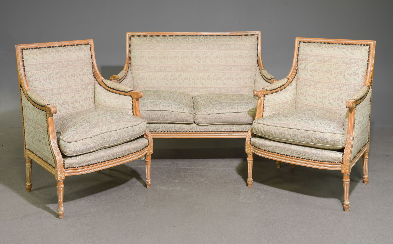 3pc French Style Salon Suite - Sofa & Two Arm Chairs (1 of 8)