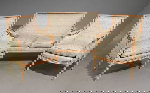 3pc French Style Salon Suite - Sofa & Two Arm Chairs: 3pc French Style Salon Suite - Sofa & Two Arm Chairs - Sofa is 37.5 in tall x 49 x 30 with a seat height of 18 inches, Chairs are 37.5 in tall x 26 x 26.5 each with a seat height of 18 inches