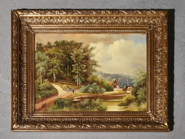 Gold Gilt Framed Oil on Canvas - Landscape c.1900