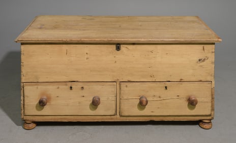 British Pine Large Coffer / Trunk with Drawers