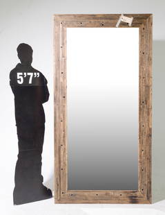 Rustic Large Reclaimed Wood Framed Mirror: Rustic Large Reclaimed Wood Framed Mirror - 78.5 in tall x 41 x 1.25 as shown - Could be used either way making the height 41 in tall x 78.5 x 1.25