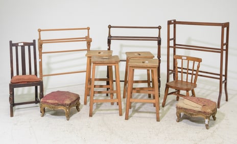 11pcs Assorted English Towel Racks, Stools, Etc.