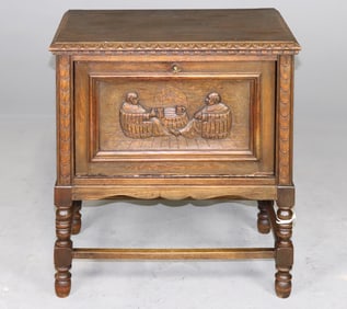 Drop Front Oak Cabinet