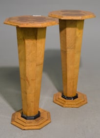 Two Art Deco Style Walnut Veneered Pedestals