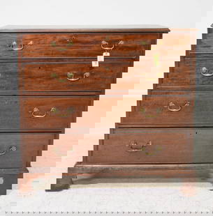 Georgian Style Four Drawer Mahogany Chest: Georgian Style Four Drawer Mahogany Chest c.1890's-1920's - 39.5 in tall x 41 x 18