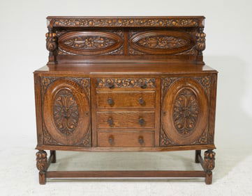 English Carved Oak Sideboard