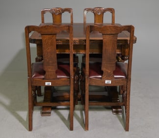 English Oak Draw Leaf Table & 4 Chairs