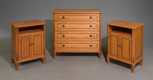 Gustavian Style Four Drawer Chest & Nightstands