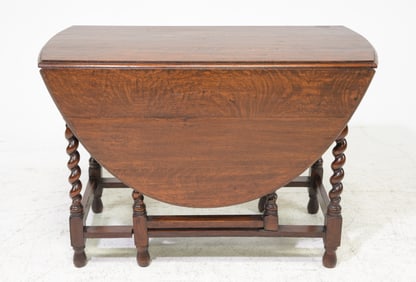 British Oak Barley Twist Drop Leaf Table