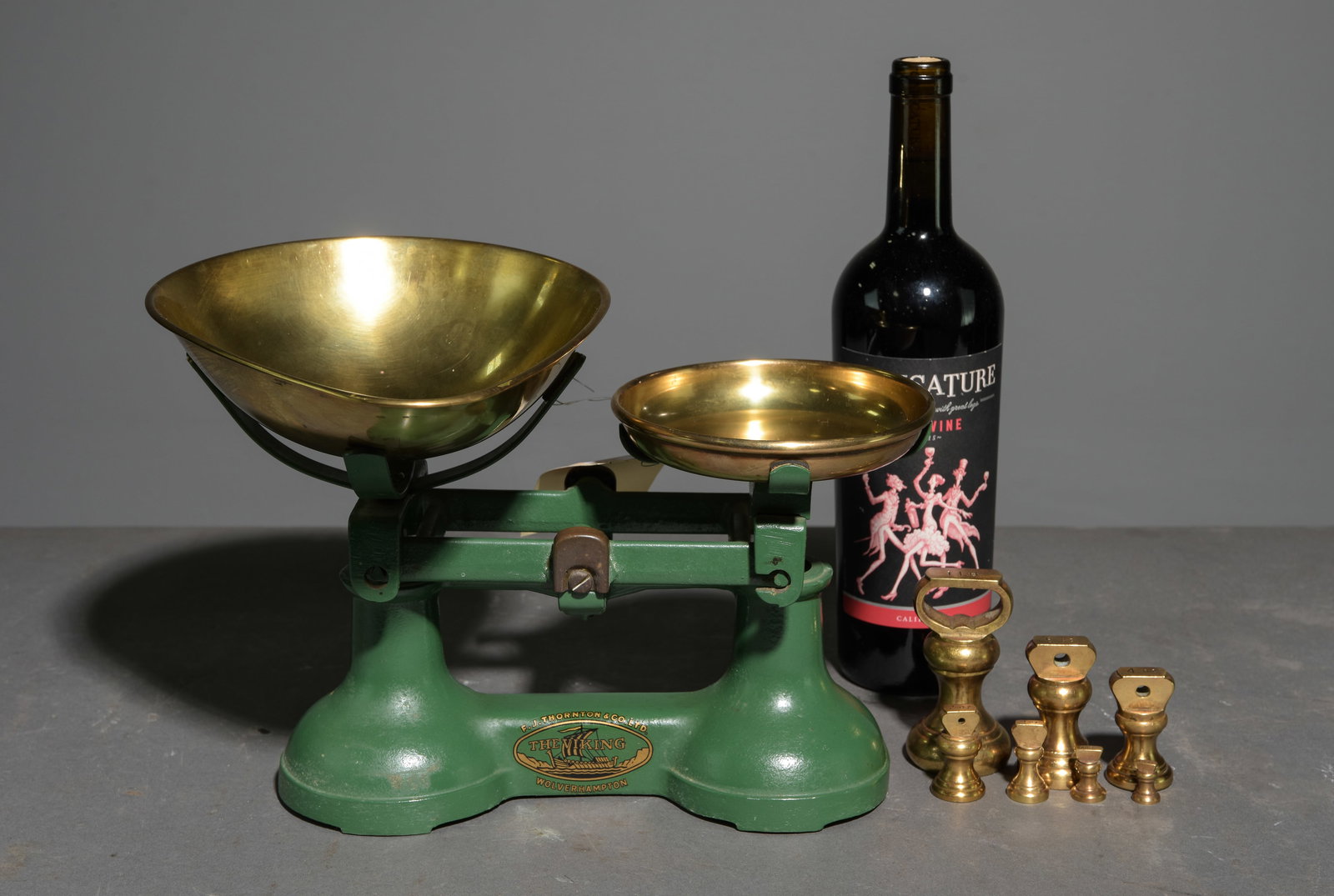British Green Painted Balance Scale with Weights (1 of 4)
