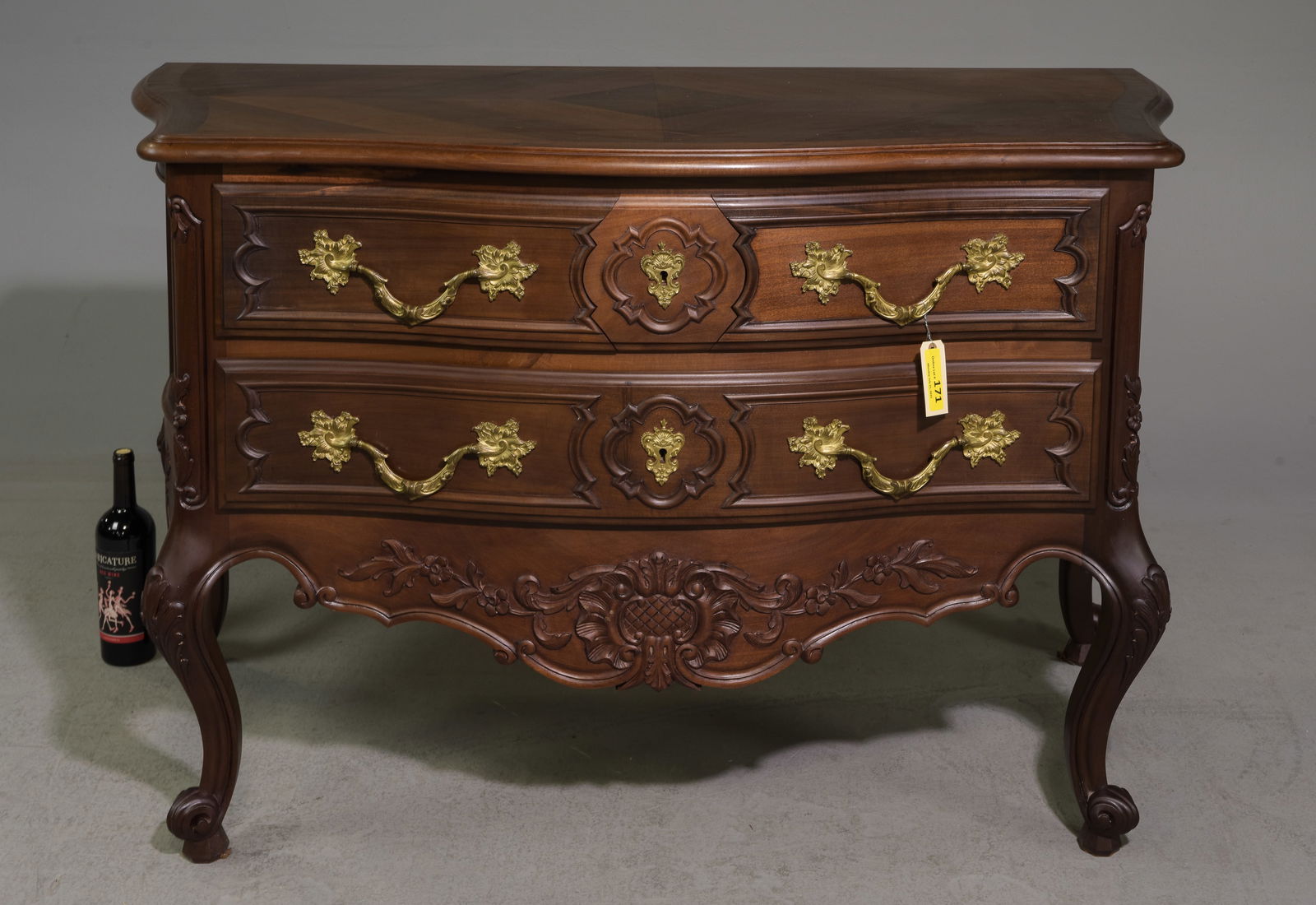 Louis XV Style Large Carved Walnut Chest (1 of 6)