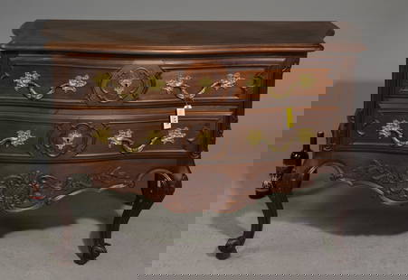 Louis XV Style Large Carved Walnut Chest: French Louis XV Style Large Carved Walnut Two Drawer Chest - 33 in tall x 53 x 25
