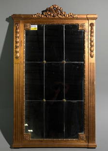 French Louis XVI Style Gold Framed Mirror: French Louis XVI Style Gold Framed Mirror - 58.5 in tall x 36.25 x 3.5