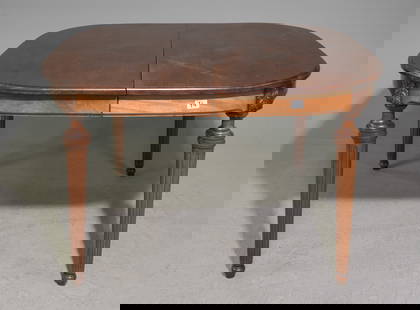 Louis XVI Style Walnut Dining Table: French Louis XVI Style Walnut Dining Table - 29.5 in tall x 48.75 x 45.5, Floor to apron is 25 inches and the space between the legs is 32 inches