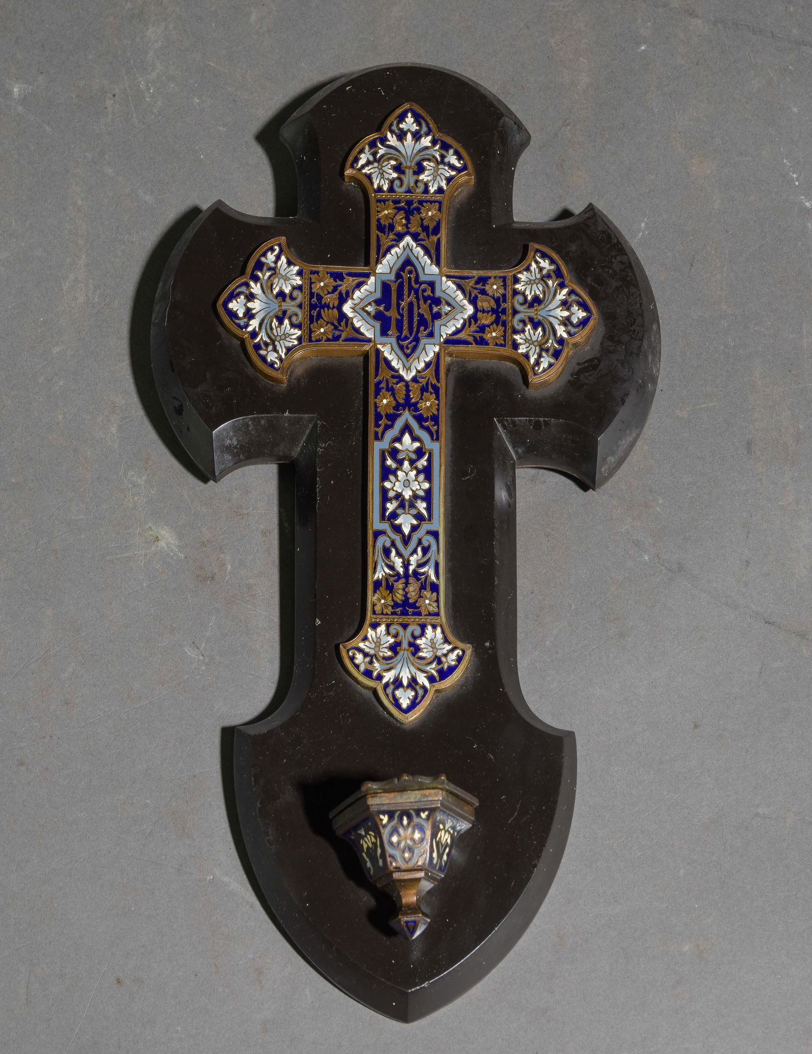 French Cloisonne Enamel & Brass Adorned Holy Font (1 of 4)