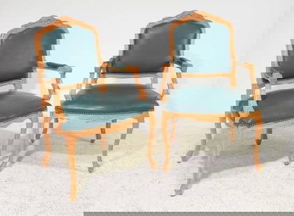 French Style Pair of Arm Chairs: French Style Pair of Arm Chairs - 41 in tall x 26 x 23 each with a seat height of 19 inches - These are not antique