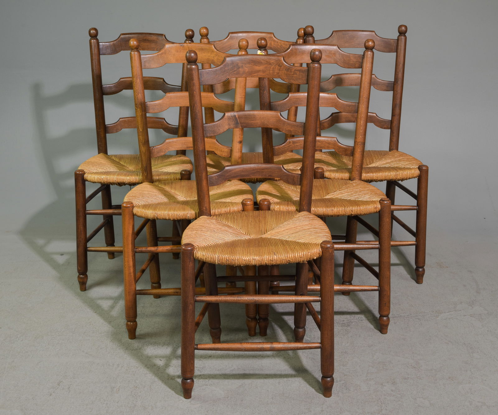 French Set of 6 Oak Rush Seat Dining Chairs (1 of 4)