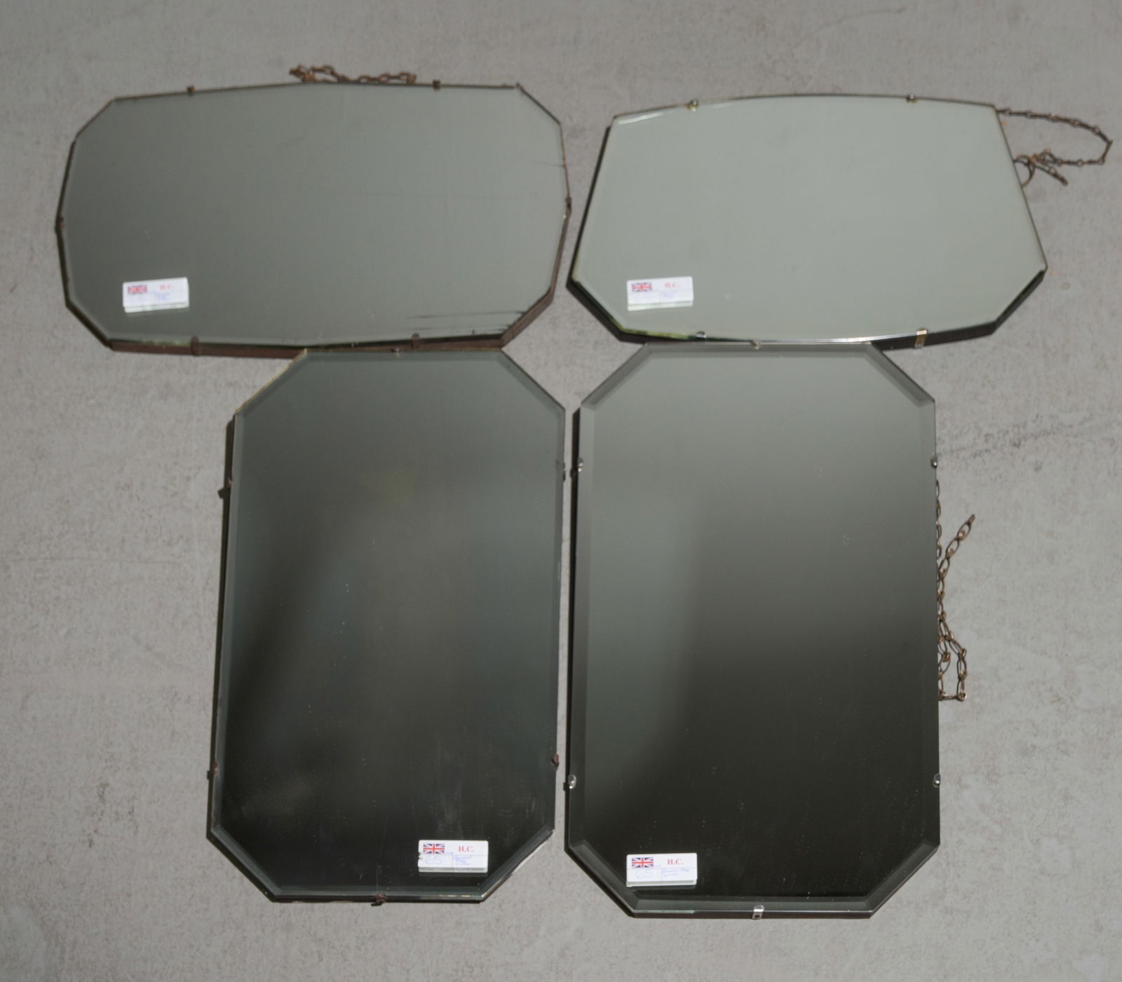 4 British Unframed Beveled Mirrors #2 (1 of 4)