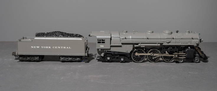 NYC 4-6-4 Hudson: Complete set in box. Model No. 6-18002 Engine features: Spokied driving wheels with metal rims, Die cast metal body, smoke emits from stack and steam chest, operating headlight, transformer