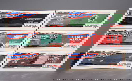 6 Lionel Train Cars in Original Boxes #2: 6 Lionel Train Cars in Original Boxes - The boxes are 3.5 in tall x 10 x 2.5 each - "A Lifetime of Railroading" - This lot consists of "Norfolk and Western" (N&W 9215 DF), "SOO LINE" (9207),