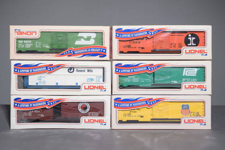 6 Lionel Train Cars in Original Boxes #3: 6 Lionel Train Cars in Original Boxes - The boxes are 3.5 in tall x 10 x 2.5 each - "A Lifetime of Railroading" - This lot consists of "Illinois Central" (IC 9200 DF), "General Mills" (USLX 9090), "No