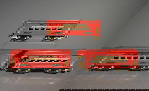 3 American Flyer Lines Pullman Passenger Cars: 3 American Flyer Lines Pullman Passenger Cars - 3.25 in tall x 9.25 x 2.75 each